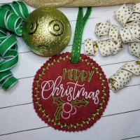 ITH Christmas Bag Tag Embroidery Design - Merry Christmas